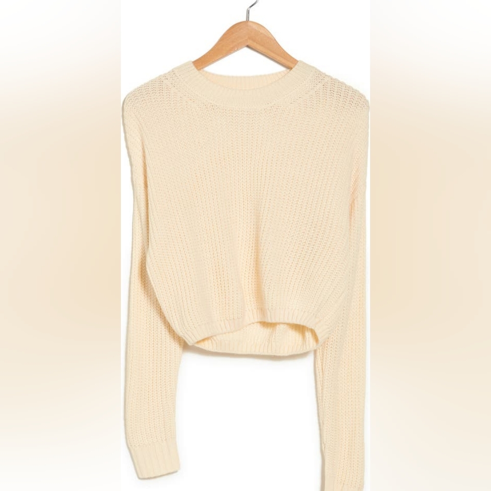 Cropped Crewneck Pullover Sweater